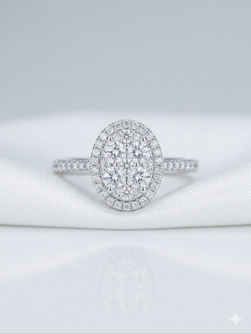 Moissanite 1.0CTW NWT 925 Silver Oval Cluster Ring, Size 6 Or 8